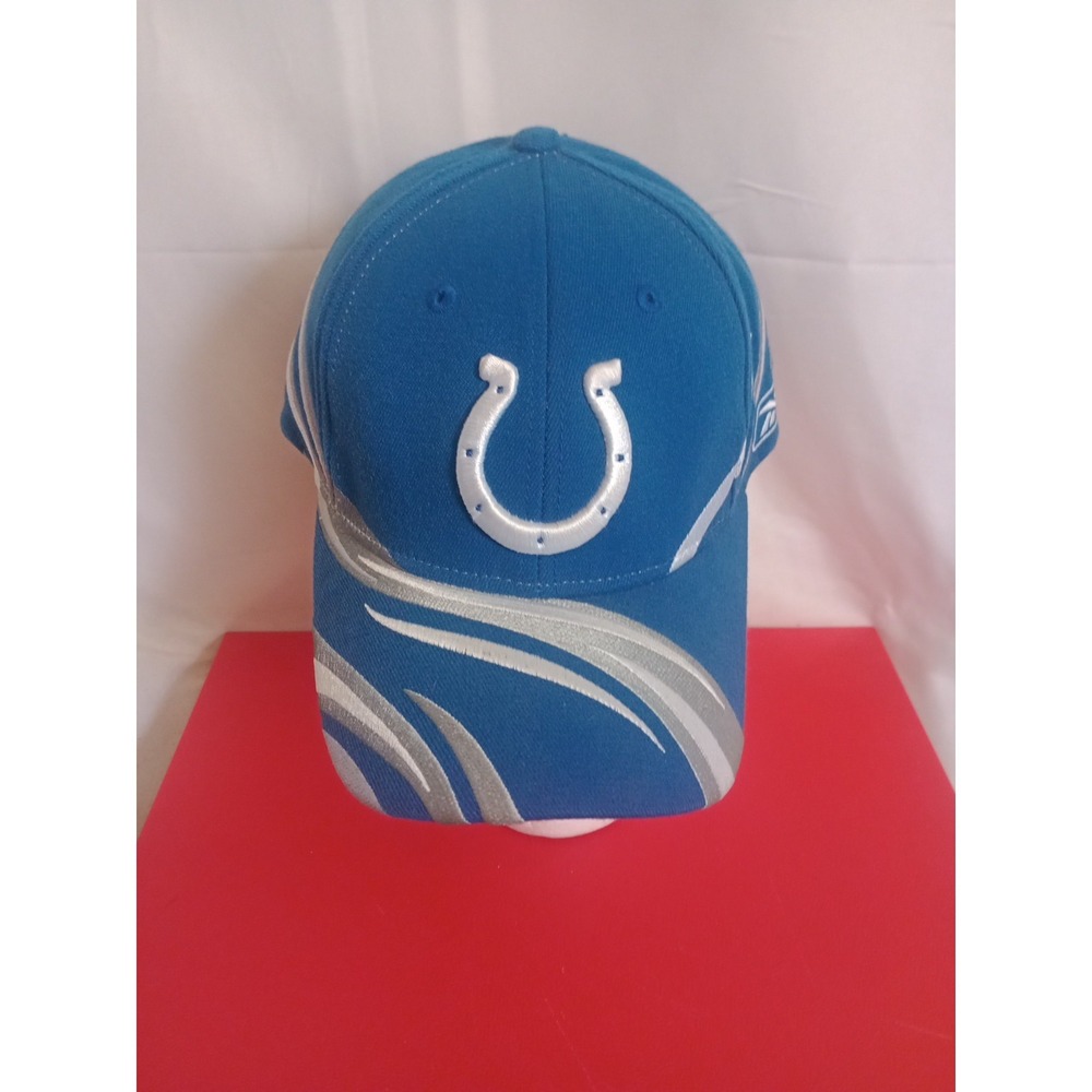 Vintage Indianapolis Colts Hat Cap Flexfit Reebok OSFA Blue Swirl Sideline NFL